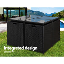 Load image into Gallery viewer, Gardeon 5 Piece Wicker Outdoor Dining Set - Black