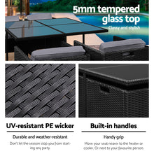 Load image into Gallery viewer, Gardeon 5 Piece Wicker Outdoor Dining Set - Black