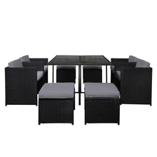 Load image into Gallery viewer, Gardeon 9 Piece Wicker Outdoor Dining Set - Black & Grey