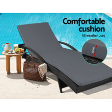 Load image into Gallery viewer, Gardeon Set of 2 Outdoor Sun Lounge Chair with Cushion - Black