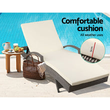 Load image into Gallery viewer, Gardeon Set of 2 Outdoor Sun Lounge Chair with Cushion- Grey