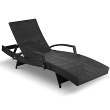 Load image into Gallery viewer, Gardeon Set of 2 Sun Lounge Outdoor Furniture Wicker Lounger Rattan Day Bed Garden Patio Black