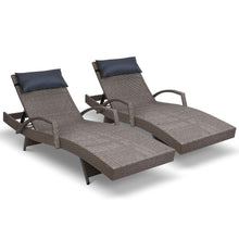 Load image into Gallery viewer, Gardeon Set of 2 Sun Lounge Outdoor Furniture Wicker Lounger Rattan Day Bed Garden Patio Grey