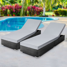 Load image into Gallery viewer, Gardeon Sun Lounge Wicker Lounger Outdoor Furniture Rattan Garden Day Bed Sofa Black
