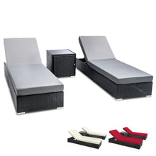 Load image into Gallery viewer, Gardeon Outdoor Sun Lounge Wicker Lounger Setting Day Bed Chair Pool Furniture Rattan Sofa Cushion Garden Patio Grey Black