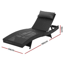 Load image into Gallery viewer, Gardeon Outdoor Wicker Sun Lounge - Black