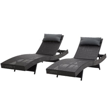 Load image into Gallery viewer, Gardeon Outdoor Sun Lounge Setting Wicker Lounger Day Bed Rattan Patio Furniture Black