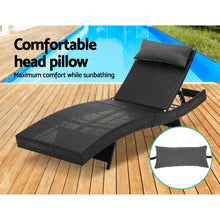 Load image into Gallery viewer, Gardeon Outdoor Sun Lounge Setting Wicker Lounger Day Bed Rattan Patio Furniture Black