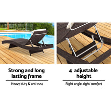 Load image into Gallery viewer, Gardeon Outdoor Wicker Sun Lounge - Brown