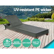 Load image into Gallery viewer, Gardeon Sun Lounge Wicker Lounger Day Bed Wheel Patio Outdoor Furniture Setting
