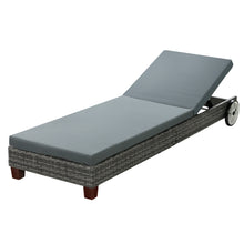 Load image into Gallery viewer, Gardeon Sun Lounge Wicker Lounger Day Bed Wheel Patio Outdoor Furniture Setting
