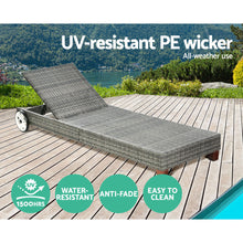 Load image into Gallery viewer, Gardeon Sun Lounge Wicker Lounger Day Bed Wheel Patio Outdoor Furniture Setting
