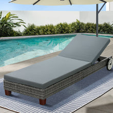 Load image into Gallery viewer, Gardeon Sun Lounge Wicker Lounger Day Bed Wheel Patio Outdoor Furniture Setting