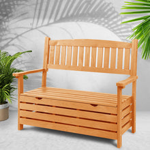 Load image into Gallery viewer, 2 Seat Wooden Outdoor Storage Bench
