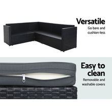 Load image into Gallery viewer, 6PC Outdoor Wicker Table Chairs Lounge Set - Black