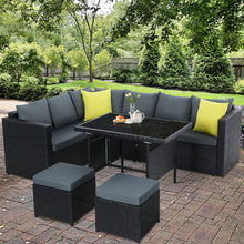 Load image into Gallery viewer, 6PC Outdoor Wicker Table Chairs Lounge Set - Black