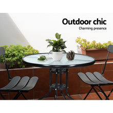 Load image into Gallery viewer, Gardeon Outdoor Dining Table Bar Setting Steel Glass 70CM