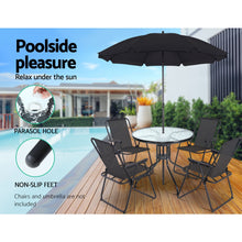 Load image into Gallery viewer, Gardeon Outdoor Dining Table Bar Setting Steel Glass 70CM