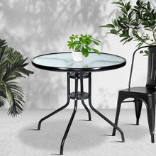 Load image into Gallery viewer, Gardeon Outdoor Dining Table Bar Setting Steel Glass 70CM