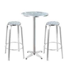 Load image into Gallery viewer, Gardeon Outdoor Bistro Set Bar Table Stools Adjustable Aluminium Cafe 3PC Round