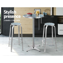 Load image into Gallery viewer, Gardeon Outdoor Bistro Set Bar Table Stools Adjustable Aluminium Cafe 3PC Round
