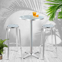 Load image into Gallery viewer, Gardeon Outdoor Bistro Set Bar Table Stools Adjustable Aluminium Cafe 3PC Round