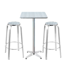Load image into Gallery viewer, Gardeon Outdoor Bistro Set Bar Table Stools Adjustable Aluminium Cafe 3PC Square