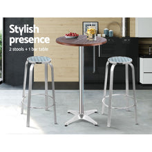 Load image into Gallery viewer, Gardeon Outdoor Bistro Set Bar Table Stools Adjustable Aluminium Cafe 3PC Wood