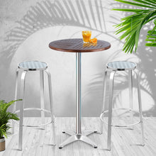 Load image into Gallery viewer, Gardeon Outdoor Bistro Set Bar Table Stools Adjustable Aluminium Cafe 3PC Wood