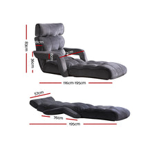 Load image into Gallery viewer, Artiss Floor Lounge Sofa With Armrest Flocking Fabric Charcoal
