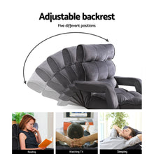 Load image into Gallery viewer, Artiss Floor Lounge Sofa With Armrest Flocking Fabric Charcoal