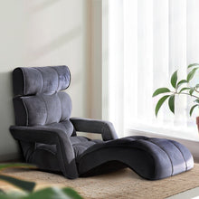 Load image into Gallery viewer, Artiss Floor Lounge Sofa With Armrest Flocking Fabric Charcoal