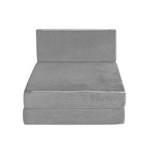 Load image into Gallery viewer, Giselle Bedding Folding Foam Mattress Portable Sofa Bed Lounge Chair Velvet Light Grey