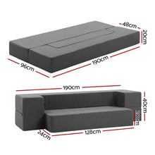 Load image into Gallery viewer, Giselle Bedding Portable Sofa Bed Folding Mattress Lounger Chair Ottoman Grey