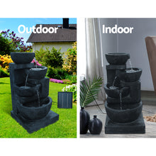 Load image into Gallery viewer, Zenton™ - Tranquil Blue 4 Tier Solar Powered Water Fountain with Light