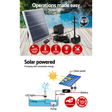 Load image into Gallery viewer, Solar Pond Pump with Battery Powered Submersible Kit LED Light & Remote 8.8 FT
