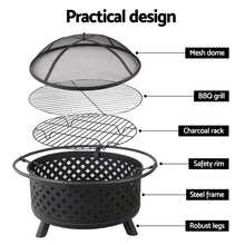 Load image into Gallery viewer, Grillz Fire Pit BBQ Grill 76cm