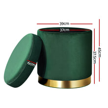 Load image into Gallery viewer, Artiss Storage Ottoman Foot Stool Round Velvet Foot Rest Pouffe Footstool Green