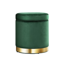Load image into Gallery viewer, Artiss Storage Ottoman Foot Stool Round Velvet Foot Rest Pouffe Footstool Green