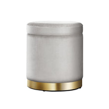Load image into Gallery viewer, Artiss Round Velvet Storage Ottoman Foot Stool Foot Rest Pouffe Padded Seat Grey