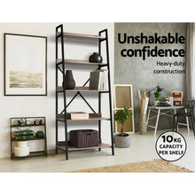 Load image into Gallery viewer, Artiss Bookshelf 5Tier Metal Bookcase Bookshelves Oak Book Shelf Display Storage