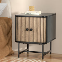 Load image into Gallery viewer, Artiss Bedside Table Side End Table Slidng Doors Storage Nightstand Black BORIS