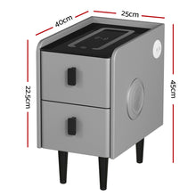 Load image into Gallery viewer, Artiss Smart Bedside Table 2 Drawers with Wireless Charging Ports LED Grey AIDA