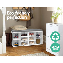 Load image into Gallery viewer, Fabric Shoe Bench with Storage Cubes - White