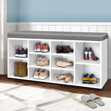 Load image into Gallery viewer, Fabric Shoe Bench with Storage Cubes - White