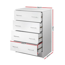 Load image into Gallery viewer, Artiss Tallboy 4 Drawers Storage Cabinet - White