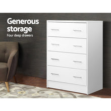 Load image into Gallery viewer, Artiss Tallboy 4 Drawers Storage Cabinet - White