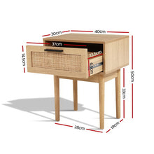 Load image into Gallery viewer, Artiss Bedside Tables Table 1 Drawer Storage Cabinet Rattan Wood Nightstand