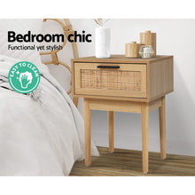 Load image into Gallery viewer, Artiss Bedside Tables Table 1 Drawer Storage Cabinet Rattan Wood Nightstand