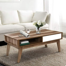 Load image into Gallery viewer, Scandinavian Wooden White Coffee Table with 2 Storage Drawers Open Shelf
